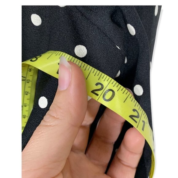 Vintage 80s Polka Dot Asymmetrical Collar Secretary Dress Medium - Picture 5 of 8